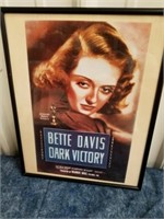 Framed Bette Davis Dark Victory print 14.5 x 11.5