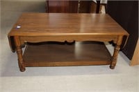 Antique Wooden Coffee Table with Side Leafs