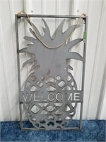 Metal hanging pineapple welcome sign 24x 14 in