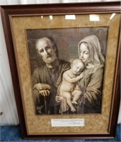 Framed portrait of Holy Family 36x 28 in