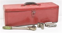 Red Metal Tool Box w/ Sockets