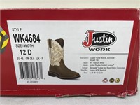 Justin Western Boots Sz 12D Steel Toe