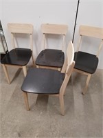 Four wooden dining room table chairs 18.5 in from