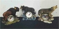 3 miniature Wildlife clocks