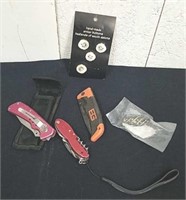 Pocket knives, lamp topper and handmade antler