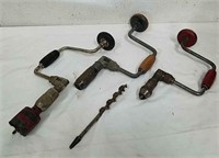 Vintage hand drills and a drill bit