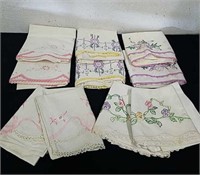 Group of vintage sets of hand stitched pillow