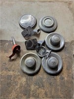 Lot of Chevy Hubcaps And Other Car Parts