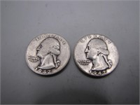 Pair of 1942 Silver Washington Quarters