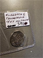1564 Elizabeth I Theapence Coin