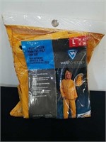 New size large 3-piece yellow poly PVC rain suit