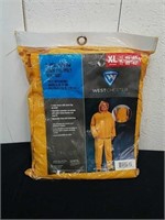 New extra large 3-piece yellow poly PVC rain suit