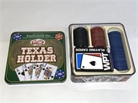 Texas Holder Tin w/ Poker Chips & Cards