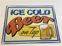 Ice Cold Beer on Tap Metal Sign