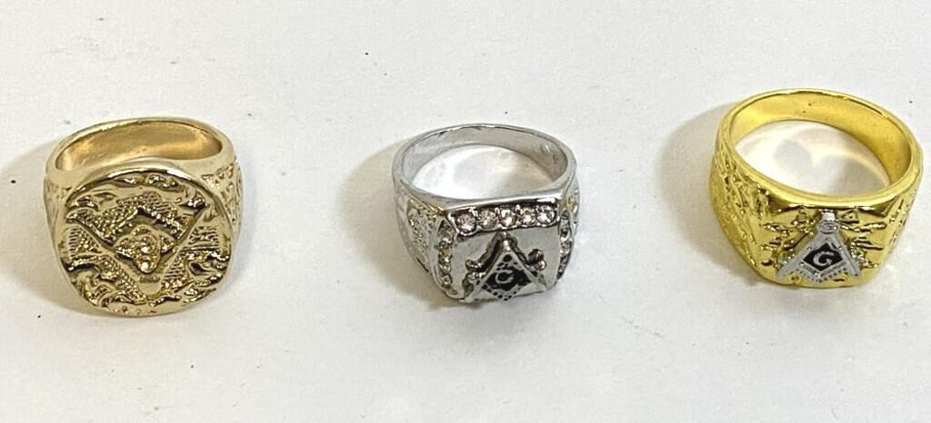 Masonic G Gold Silver Tone Ring Collection Sizes