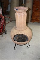 Terracotta Clay Chimney Fire Pit and Metal Stand