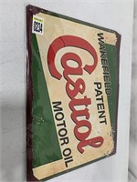 CASTROL MOTOR OIL METAL SIGN DAMAGED 16 x12IN