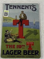 TENNENTS BEER METAL SIGN 12x16IN