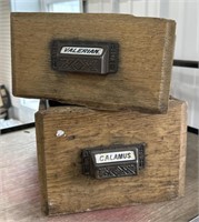 2 antique pharmacy drawers