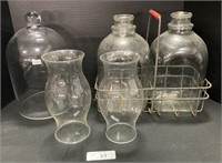 Vintage Gallon Milk Bottles w/ Carrier, Glass