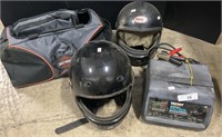 Die Hard Battery Charger, 2 Motorcycle Helmets.