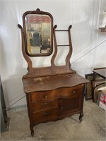 Oak Wash Stand w/Mirror