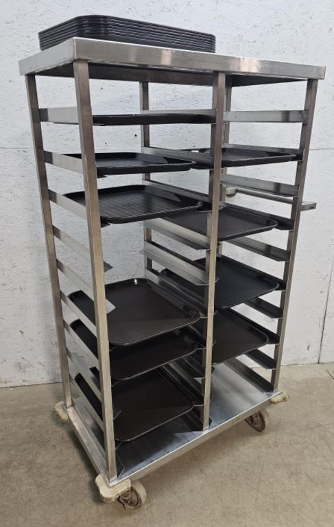 Restaurant Tray cart with plastic trays 34"19"60"