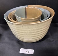 5 Sango Gold Dust Green #5040 Stoneware Bowls.