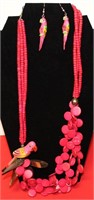 Pink Beaded Necklace w/matching earrings