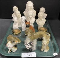 Historical Figural Busts, Porcelain Animals.