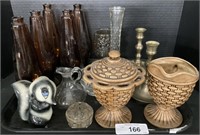 Vintage Teardrop Brown Bottles, Pottery, Candle