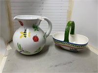 Decorative pitcher and basket
