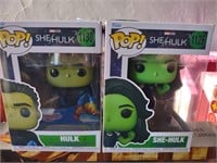 2 Funko Pops (Hulk & She Hulk)