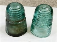 2 Vintage Hemingray Glass Insulators
