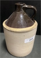 2 Tone Brown Stoneware Jug 11 Inches Tall.