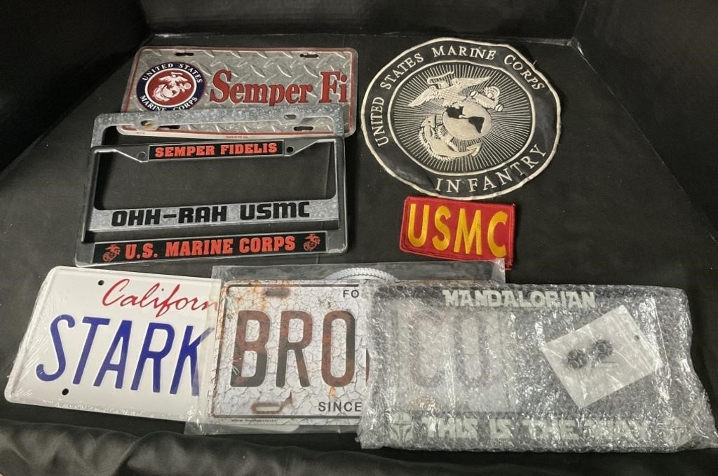 USMC Patches Maines License Plates.