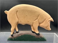 Vintage pig cast iron door stop