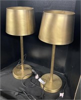 Pair Of Gold Lamps W/ Shades.