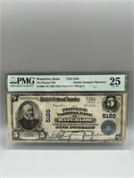 1902 PMG VF25 Waterloo, Iowa $5 Note