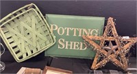 Green Wall Baskets & Potting Shed Sign.