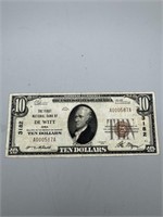 1929 De Witt, Iowa $10 Note