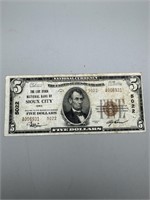 1929 Sioux City, Iowa $5 Note