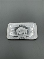1 Troy Oz. 999 Fine Silver Buffalo Bar
