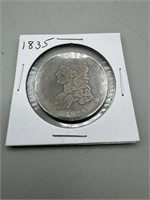 1835 Capped Bust Silver Half Dollar, Full Liberty,