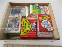 Box of mixed baseball & football cards