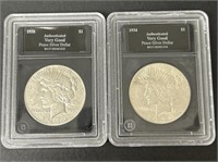 1934,35 Peace Silver Dollars.