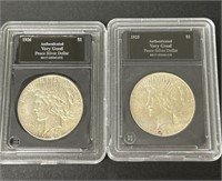 1925,26 Peace Silver Dollars.