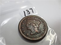 1854 large cent, very fine
