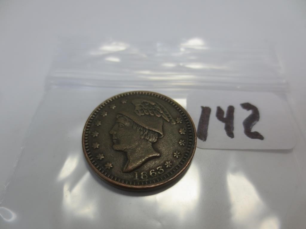 1863 Civil War token, Bassett's Dry Goods