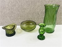 Lot of 4 - Vintage Glass - Wheaton Green Candle